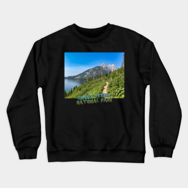 Wyoming State Outline (Grand Teton National Park - Lake Jenny Trail) Crewneck Sweatshirt by gorff